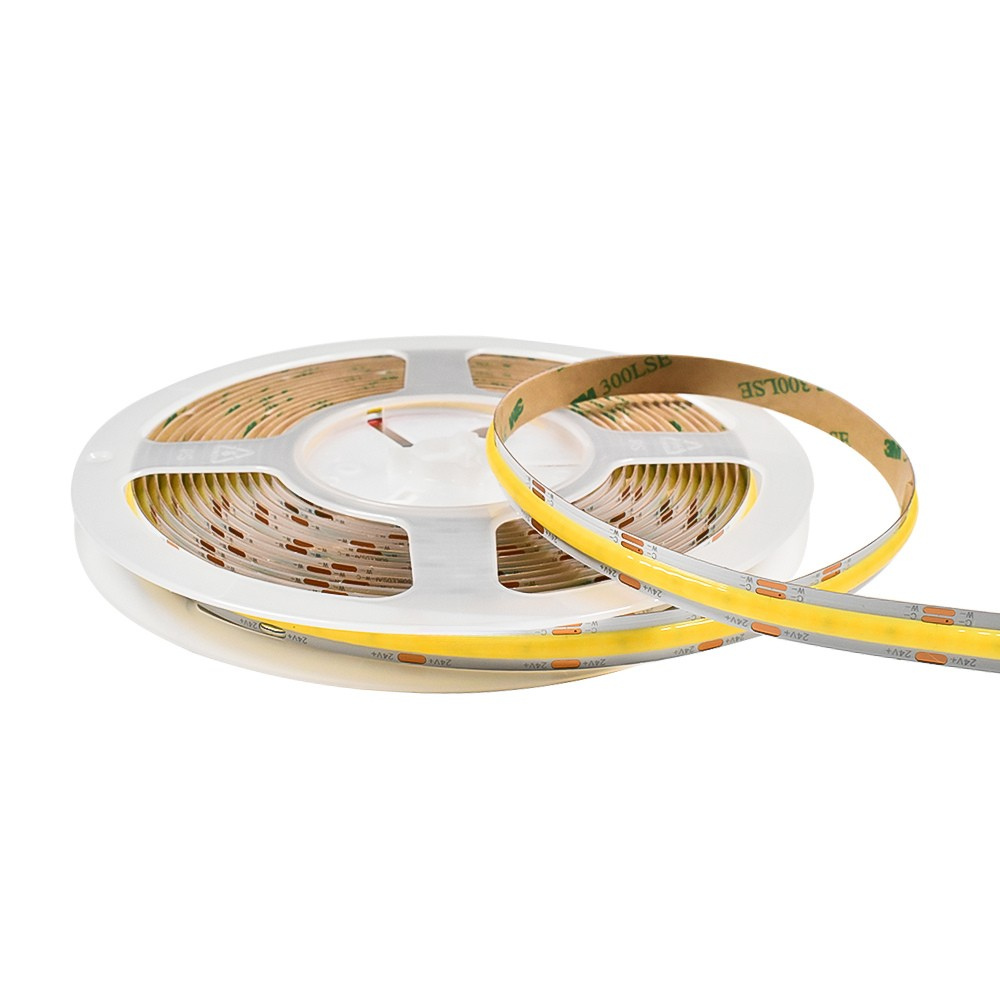 LED No Dot White Color Temperature Tunable 2700K+6500K Tape Light 16 Feet Long - 330 Lumens per Foot - 24V - 5mm Width
