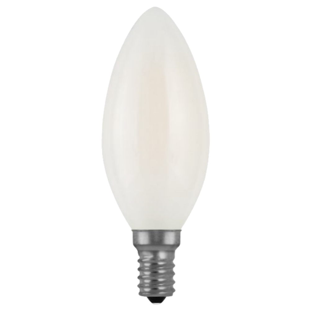 LED 4.5w Torpedo Style Cadleabra E12 Base Frosted Filament Style 450lm (2700K) 120v (4 Bulbs)