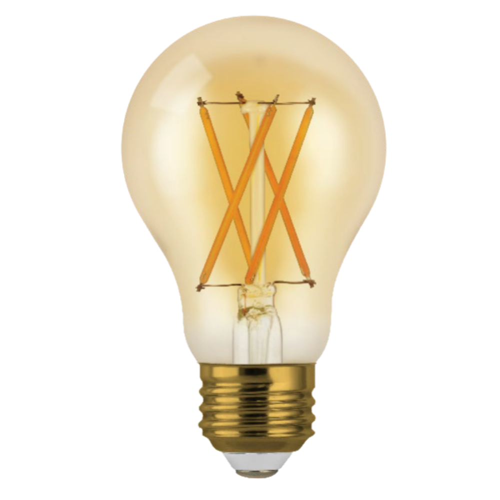 LED 7w A19 Bulb E26 Base Amber Tint Filament Style 600lm (2200K) 120v