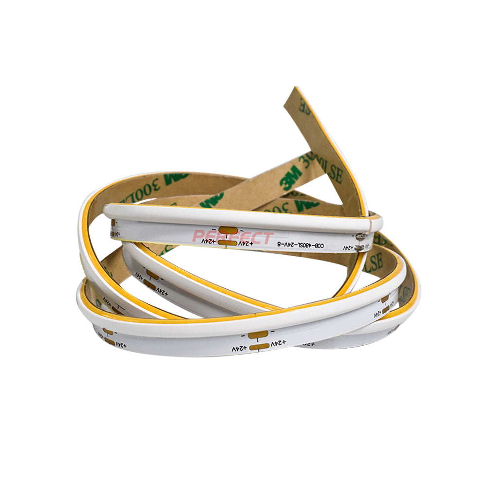 LED No Dot Side Emitting COB 16 Feet Long - 311 Lumens per Foot - 24V - 8mm Width - 3000K/4000K/6500K