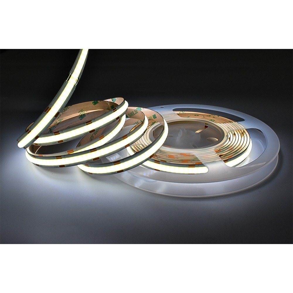 LED No Dot White Color Temperature Tunable 2700K+6500K Tape Light 16 Feet Long - 385 Lumens per Foot - 24V - 8mm Width