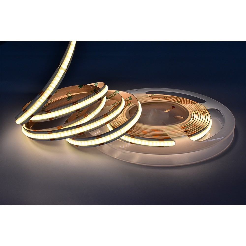 LED No Dot White Color Temperature Tunable 2700K+6500K Tape Light 16 Feet Long - 330 Lumens per Foot - 24V - 5mm Width