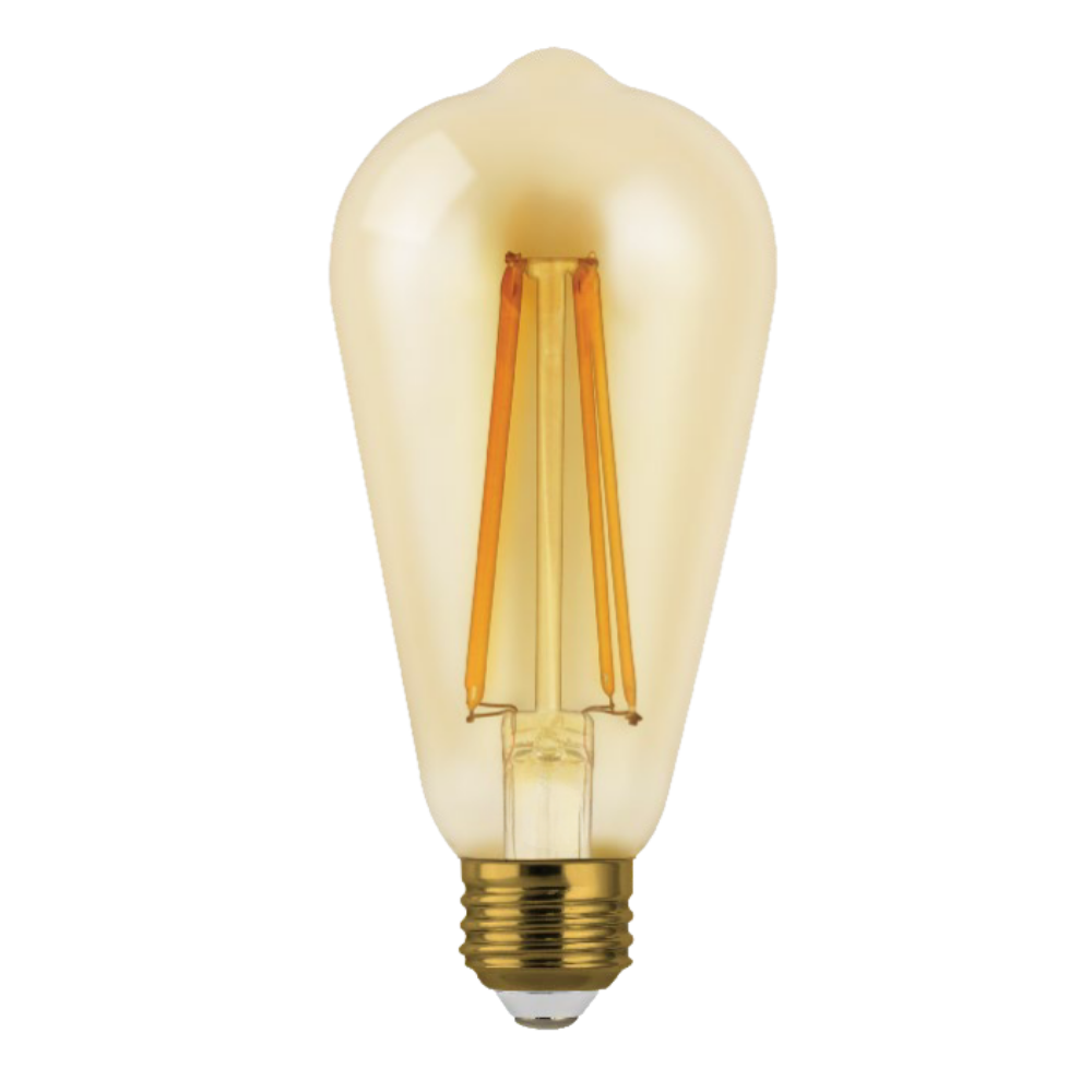 LED 5.5w ST19 Bulb E26 Base Amber Tint Filament Style 500lm (2700K) 120v