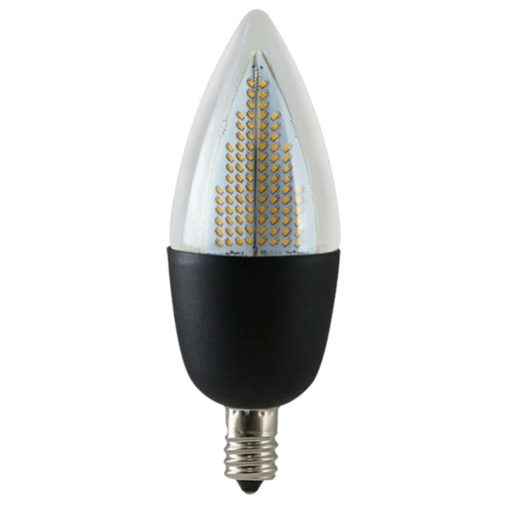 LED 1w Dancing Flame Bulb E12 Base Torpedo Style Black 80lm (1800K) 120v