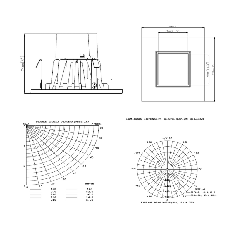 LED 4'' Square Retrofit Downlight - 12W - ONBULBLED