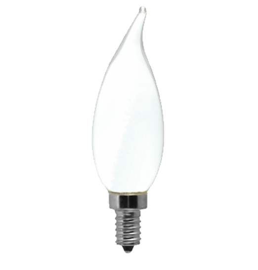 Frosted LED Filament Chandelier Bulb - Flame Tip - 4 Watt - 4000K -<br> Cool White - ONBULBLED