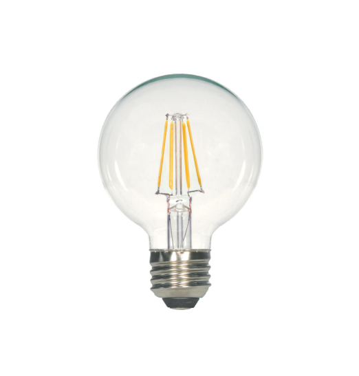 LED Filament G25 Bulb - Clear Glass- Dimmable - 4 Watt - 2700K -<br> Warm White - ONBULBLED