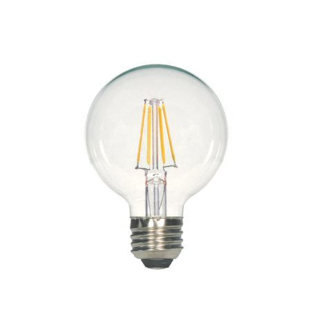 LED Filament G25 Bulb - Clear Glass- Dimmable - 4 Watt - 3000K -<br> Soft White - ONBULBLED