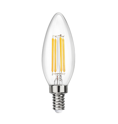 Clear LED Filament Chandelier Bulb - Torpedo Tip - 2 Watt - 2700K -<br> Warm White - ONBULBLED