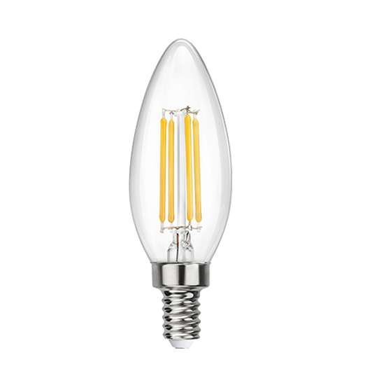 Clear LED Filament Chandelier Bulb - Torpedo Tip - 6 Watt - 3000K -<br> Soft White - ONBULBLED