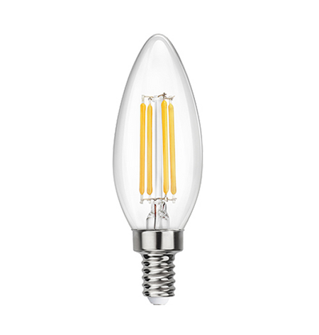 Clear LED Filament Chandelier Bulb - Torpedo Tip - 2 Watt - 3000K -<br> Soft White - ONBULBLED